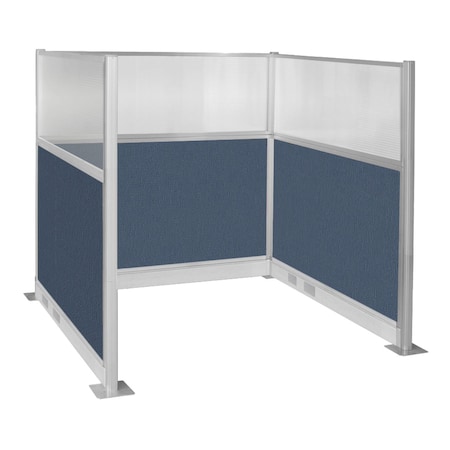 Versare Pre-Configured Hush Panel Electric Cubicle (U Shape) 6' x 6' W/ Window Ocean Fabric 1859405